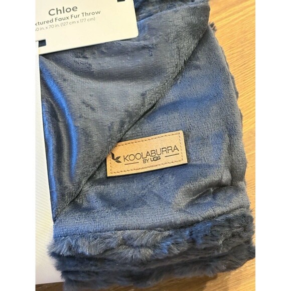 NEW Koolaburra By Ugg Chloe Faux Fur Throw Blanket 50” x 70” Navy Blue - Picture 6 of 6